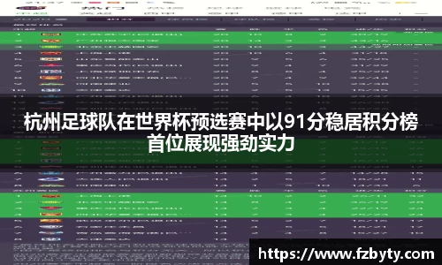 杭州足球队在世界杯预选赛中以91分稳居积分榜首位展现强劲实力